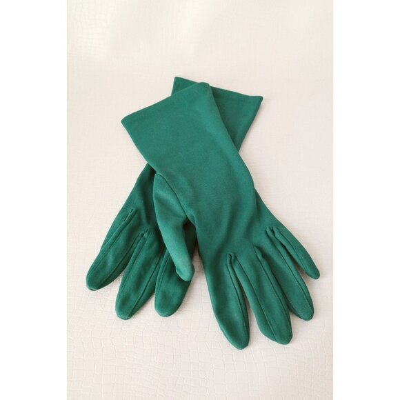 Vintage Evening Gloves Green Evening Gloves Dress Gloves Formal Gloves Short Eve - Picture 1 of 4